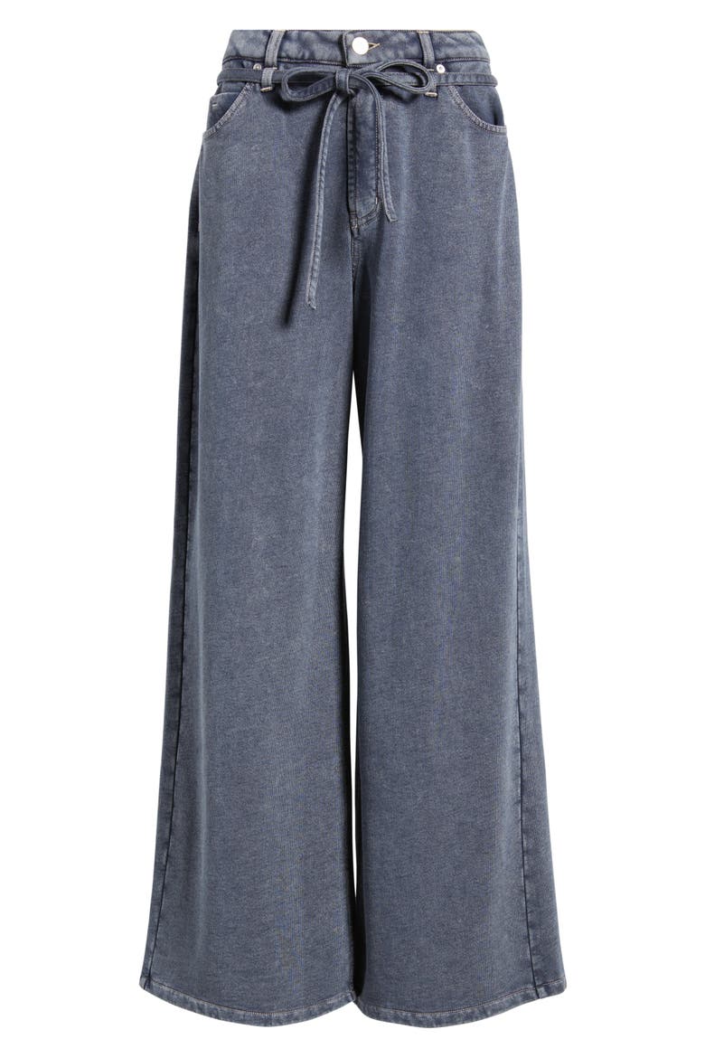 Wide Leg Drawstring Waist Knit Jeans, Alternate, color, INDIGO