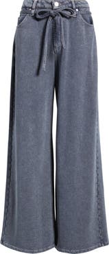 CITY BLUES Wide Leg Drawstring Waist Knit Jeans