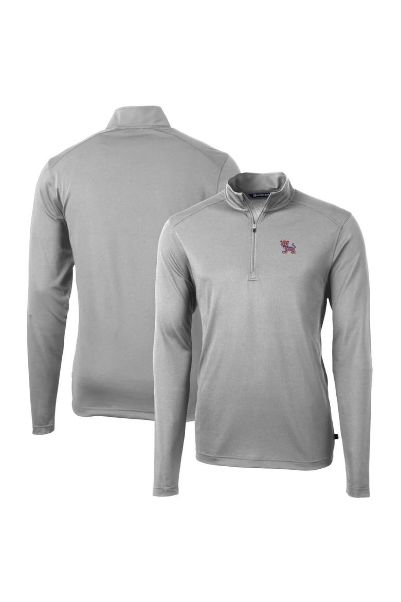 Men's Cutter & Buck Gray Clemson Tigers Virtue Eco Pique Recycled Quarter-Zip Pullover Top, Main, color, Gray