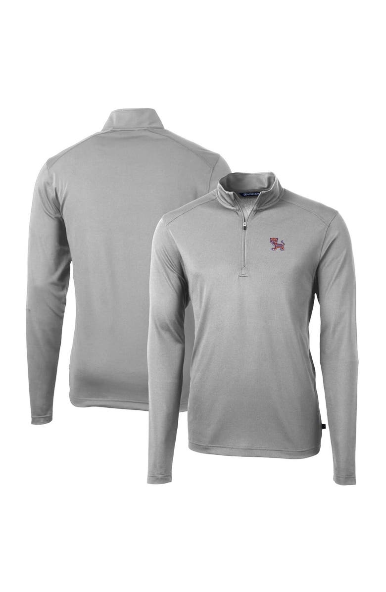 Cutter & Buck Men's Cutter & Buck Gray Clemson Tigers Virtue Eco Pique Recycled Quarter-Zip Pullover Top, Main, color,