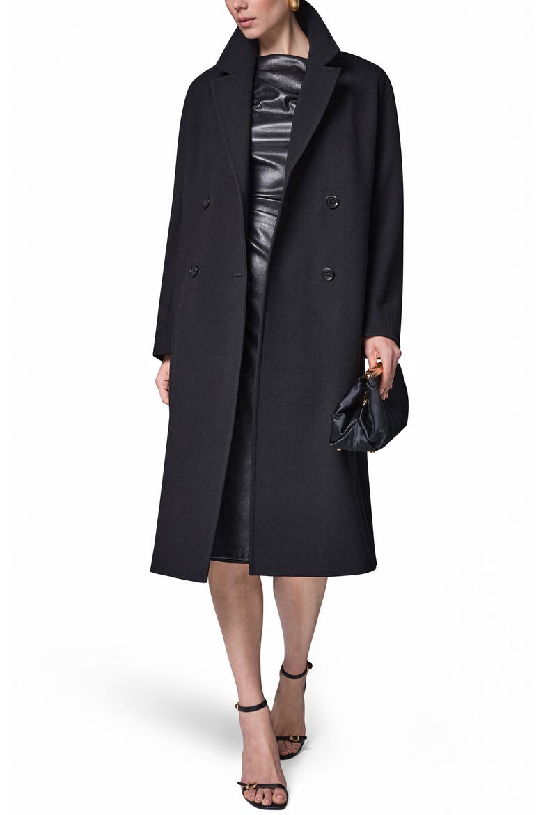 Double Breasted Slouch Coat, Alternate, color, BLACK