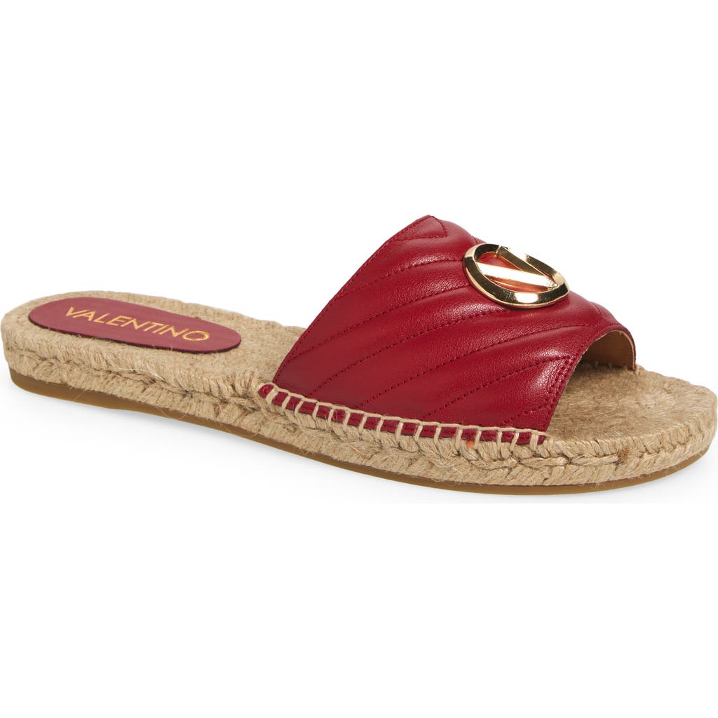 Valentino By Mario Valentino Clavel Espadrille Slide Sandal In Red