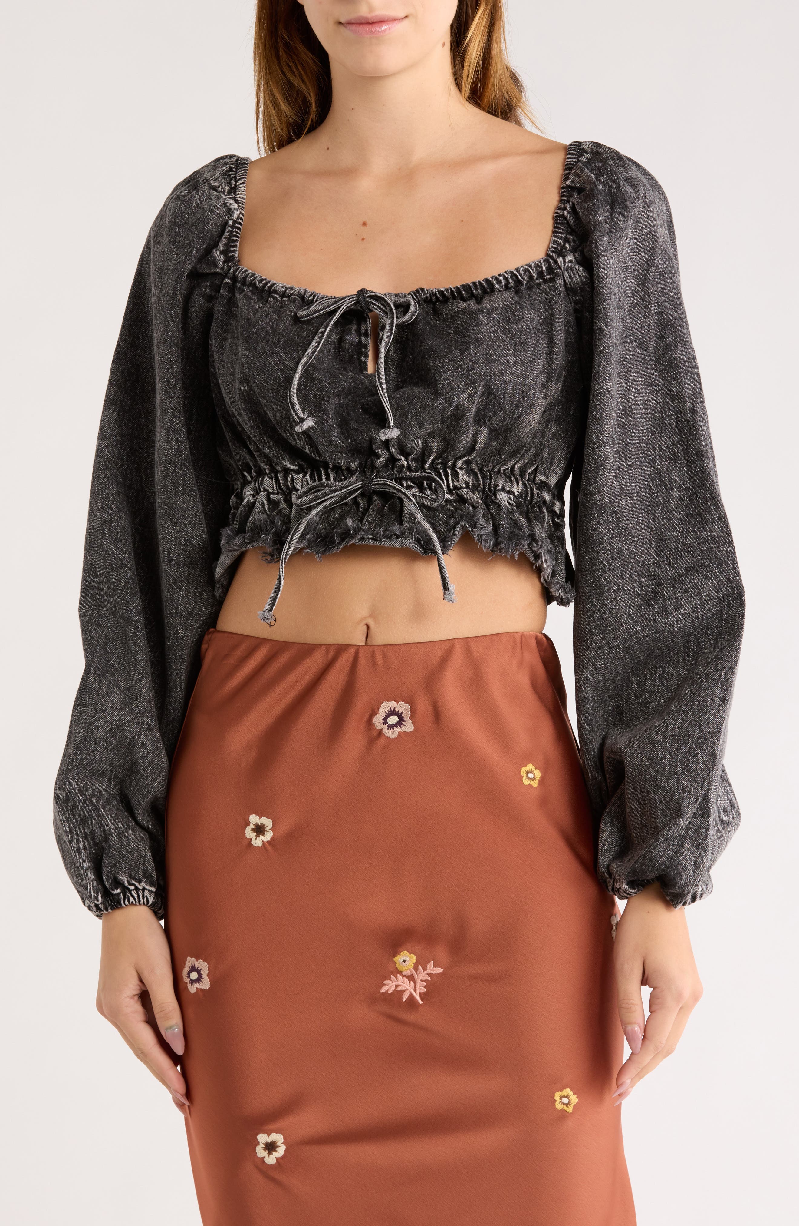 JACQUIE THE LABEL Esther Crop Denim Top