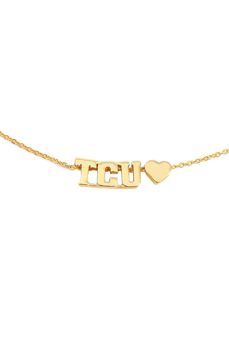 Texas Christian University Gold Heart Necklace, Main, color, Yellow Gold
