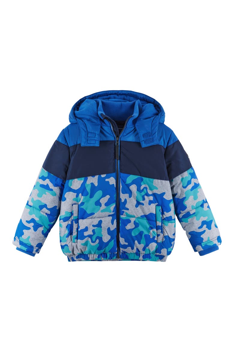 Kids' Puffer Jacket, Main, color, BLUE CAMO