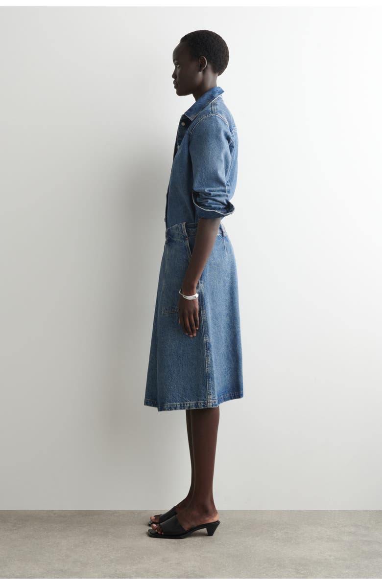 COS Denim A-Line Utility Skirt, Alternate, color, Blue