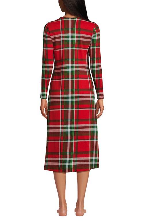 Lands' End Cotton Long Sleeve Midcalf Nightgown In Multi