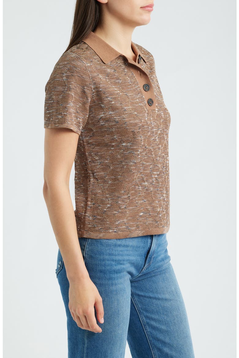 Swirl Jacquard Polo Sweater, Alternate, color, BROWN MULTI