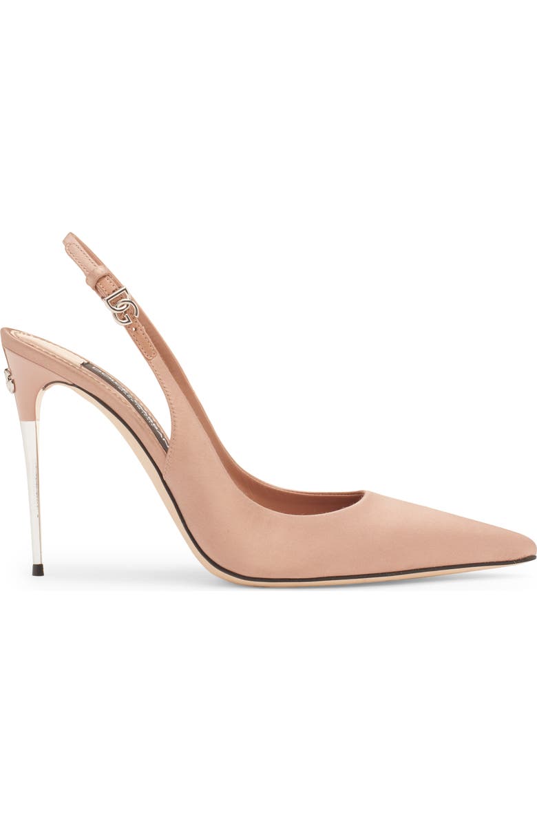 Dolce&Gabbana Pointed Toe Slingback Stiletto Pump, Alternate, color, Dark Beige
