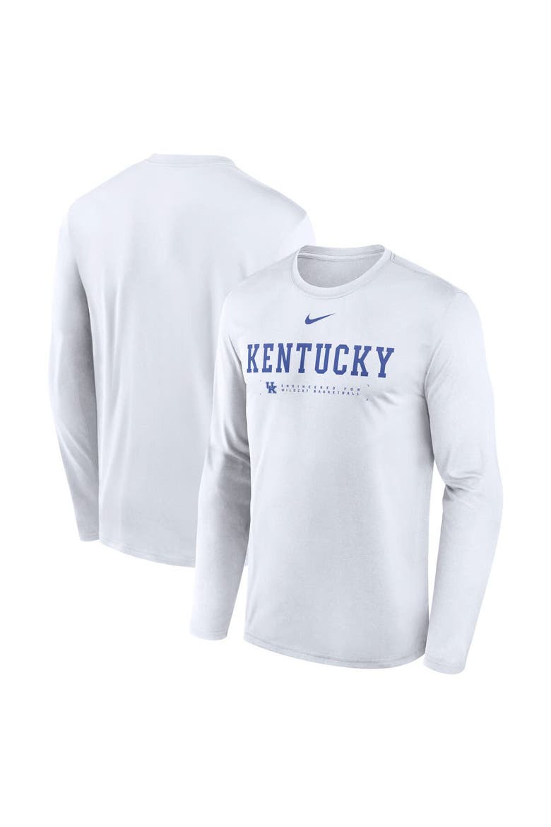 Men's Nike White Kentucky Wildcats 2025 Courtside Basketball Shootaround Legend Dri-FIT Long Sleeve T-Shirt, Main, color, White