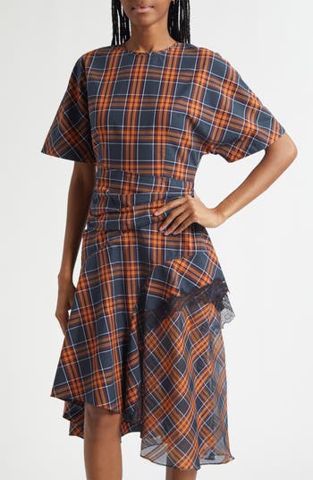 Plaid Cotton & Silk Dress
