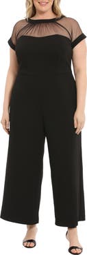 Maggy London Illusion Yoke Short Sleeve Jumpsuit