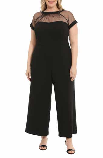 Maggy London Illusion Yoke Short Sleeve Jumpsuit