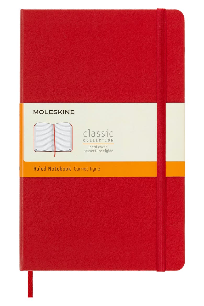 Large Ruled Hardcover Notebook, Main, color, RED