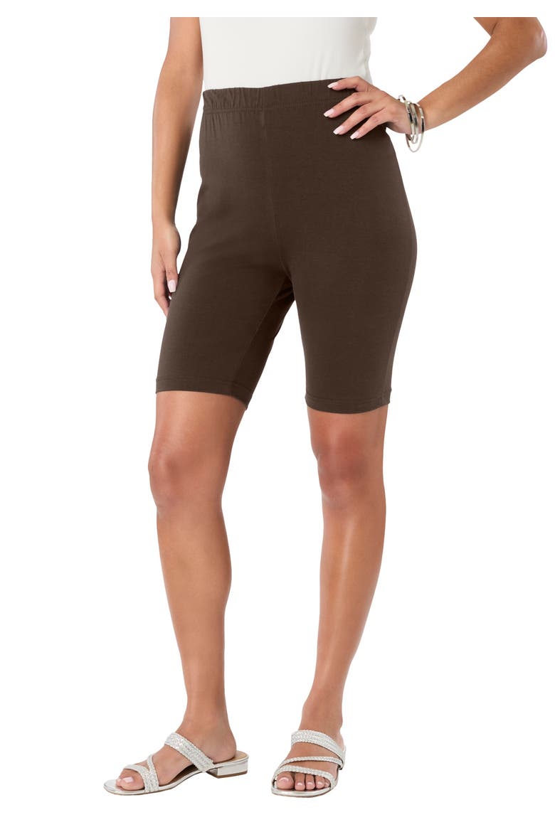 Plus Size Everyday Essential Stretch Bike Shorts, Main, color, CHOCOLATE