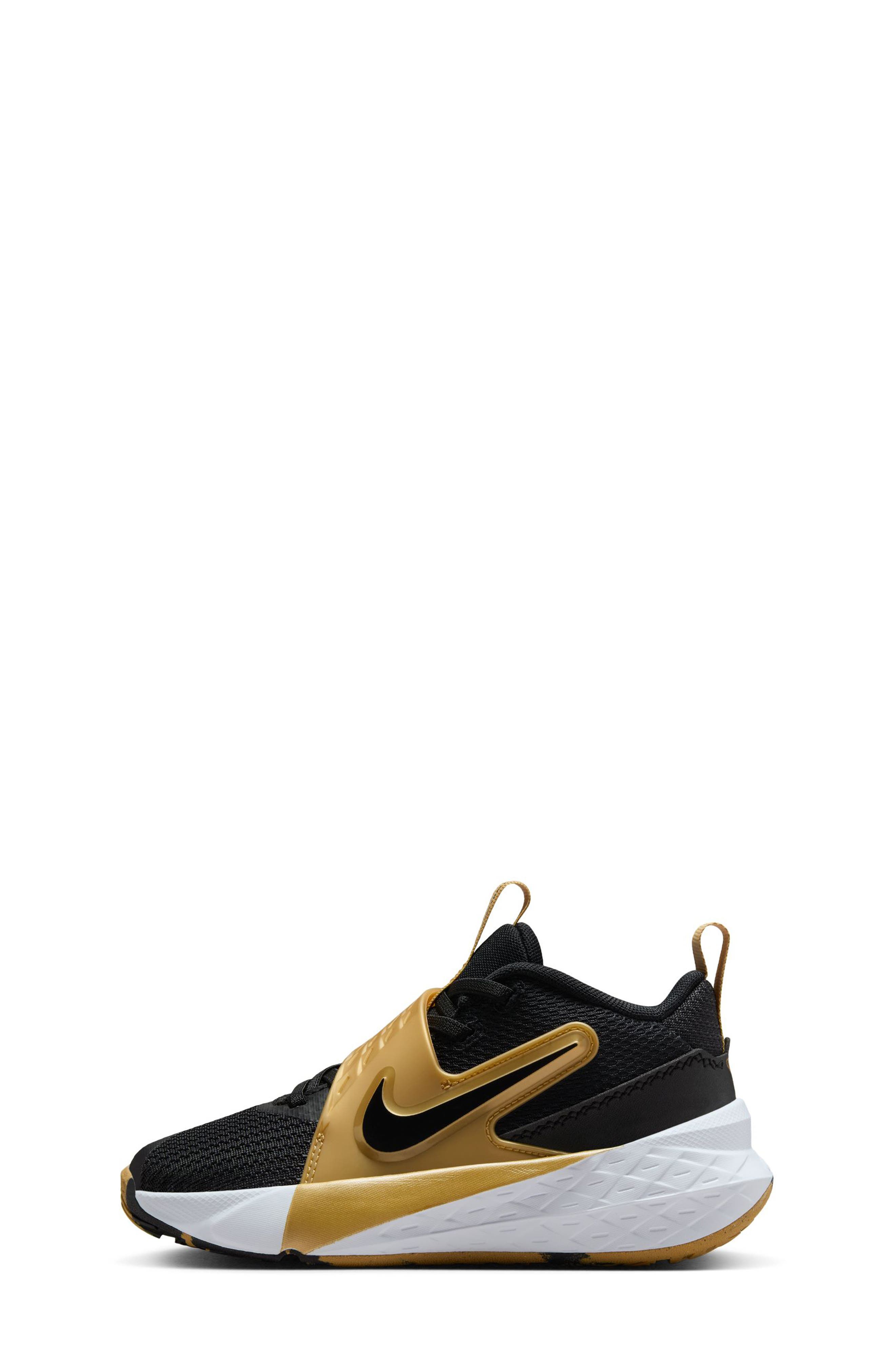 Nike Kids' Team Hustle D 12 Basketball Sneaker, Alternate, color, Black/ Metallic Gold/ White