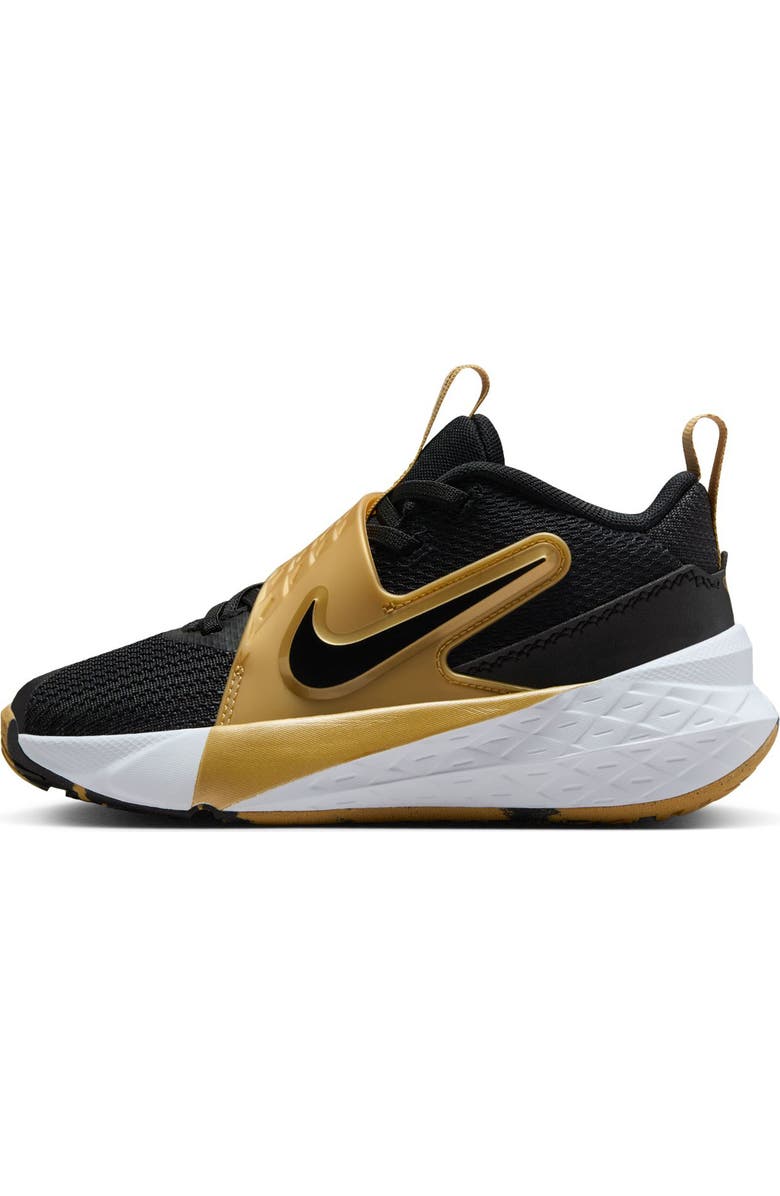 Nike Kids' Team Hustle D 12 Basketball Sneaker, Alternate, color, Black/ Metallic Gold/ White