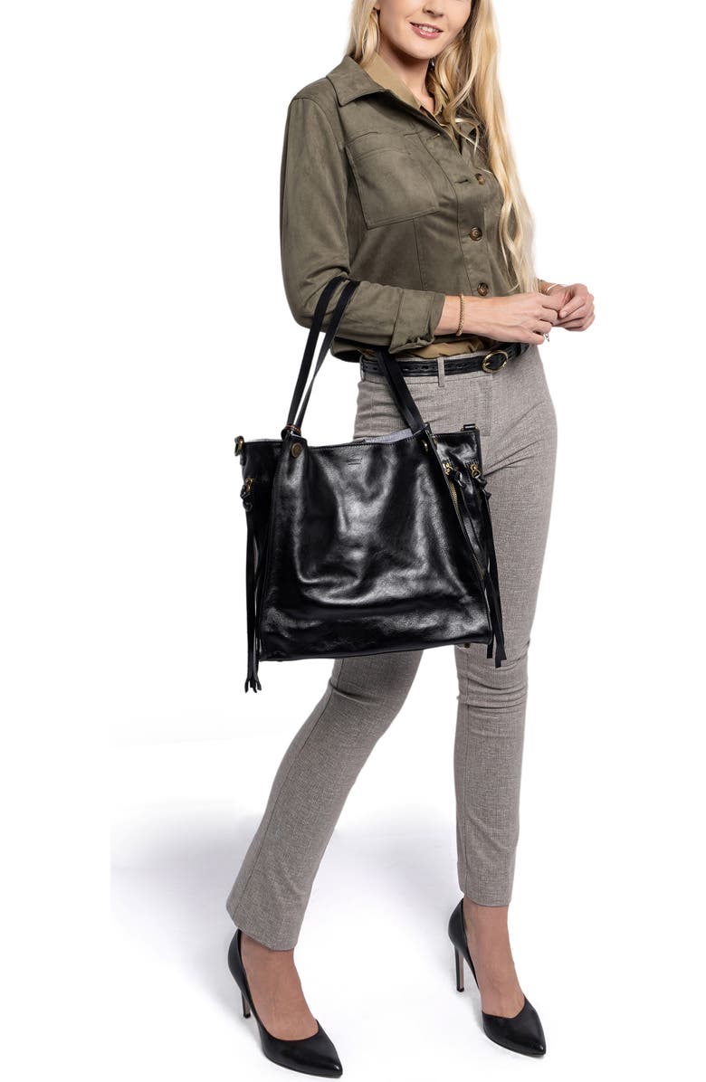 OLD TREND Daisy Leather Tote Bag, Alternate, color, Black