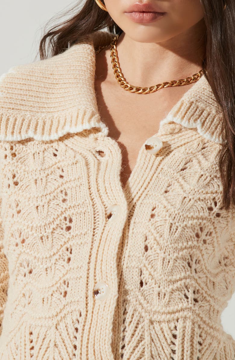 ASTR the Label Scallop Collar Cardigan, Alternate, color, 