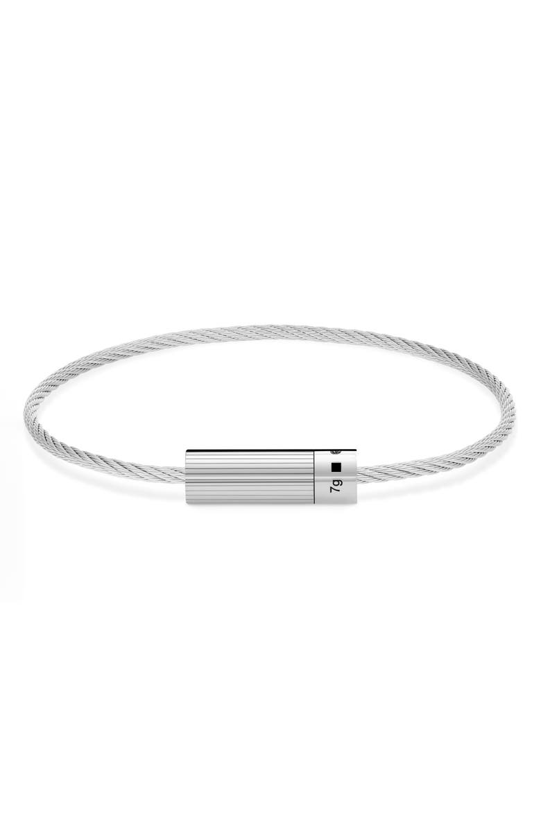 le gramme 7G Polished Sterling Silver Horizontal Engraving Cable Bracelet, Main, color, 