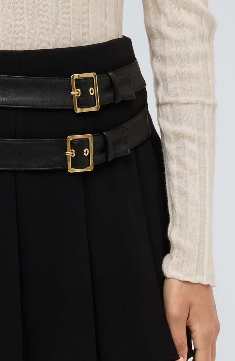 Kenneth Cole Box Pleat Miniskirt, Alternate, color, Black