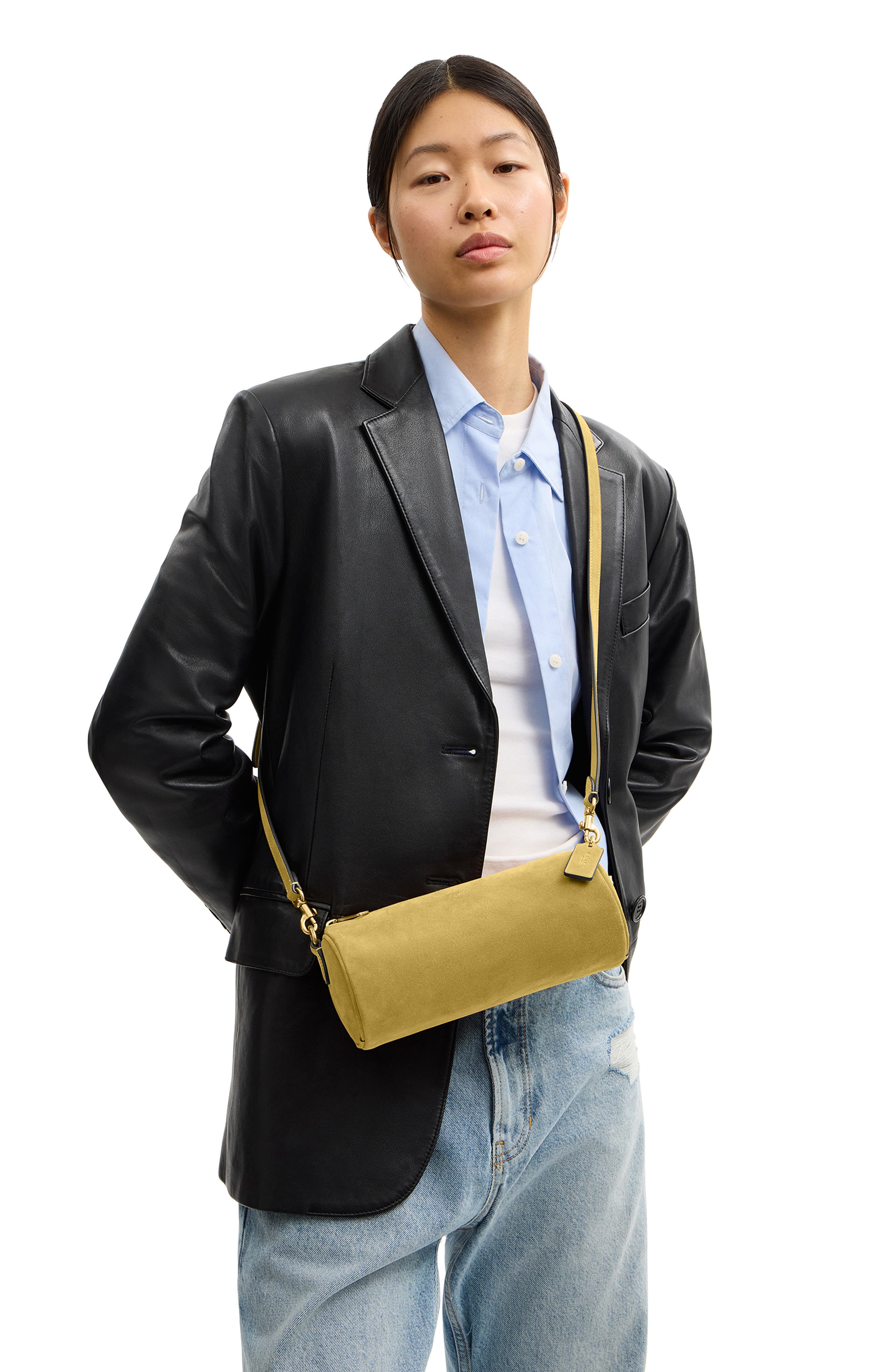 Suede Barrel Bag, Alternate, color, LIGHT CITRON