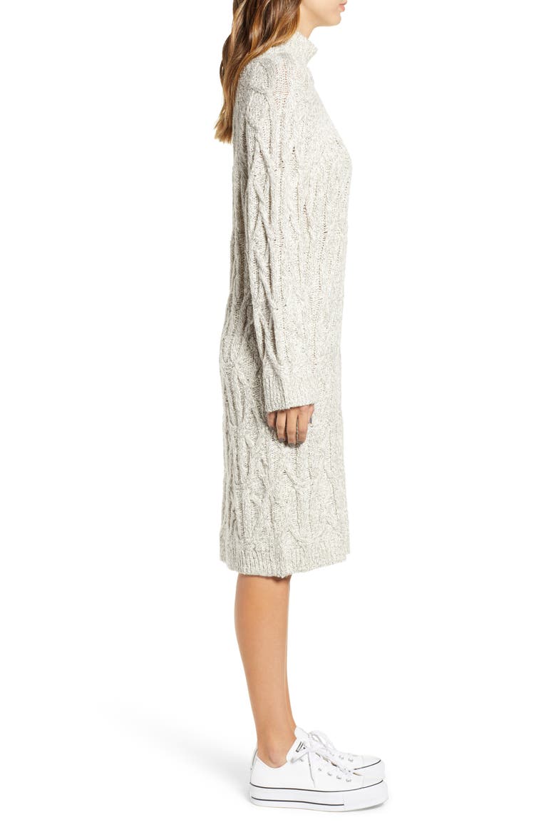 Cable Knit Sweater Dress, Alternate, color, GREY PEARL MARL
