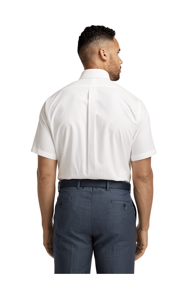 Non-iron Cotton Pinpoint Solid Button Down Collar Short Sleeve Dress Shirt, Alternate, color, White