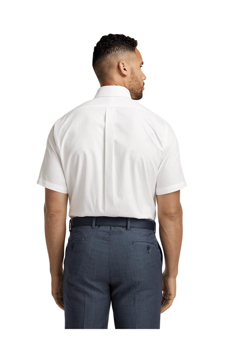 Paul Fredrick Non-iron Cotton Pinpoint Solid Button Down Collar Short Sleeve Dress Shirt, Alternate, color, White