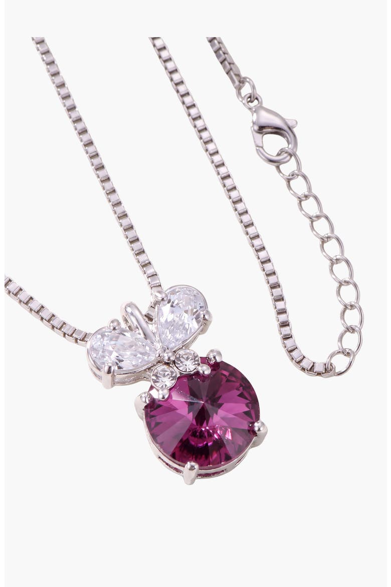 Amethyst Round Butterfly Accent Pendant Necklace, Alternate, color, Purple