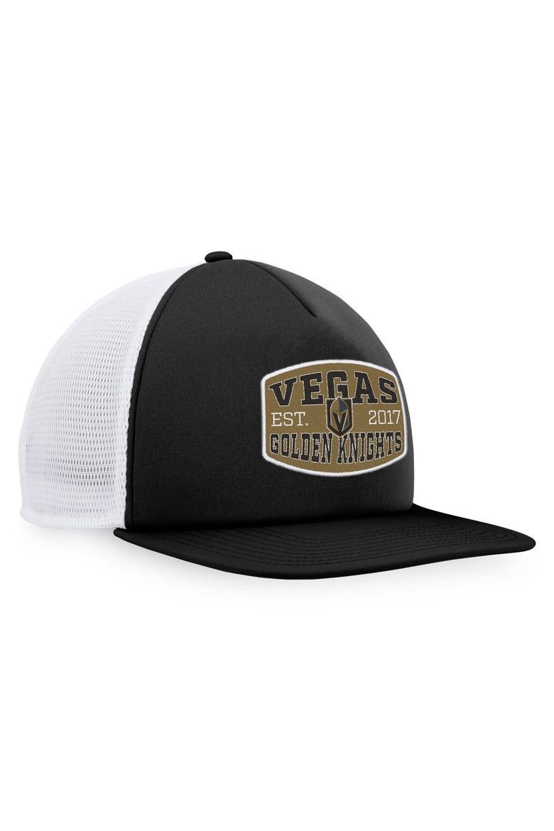 Men's Fanatics Branded Black/White Vegas Golden Knights Foam Front Patch Trucker Snapback Hat, Alternate, color, Black
