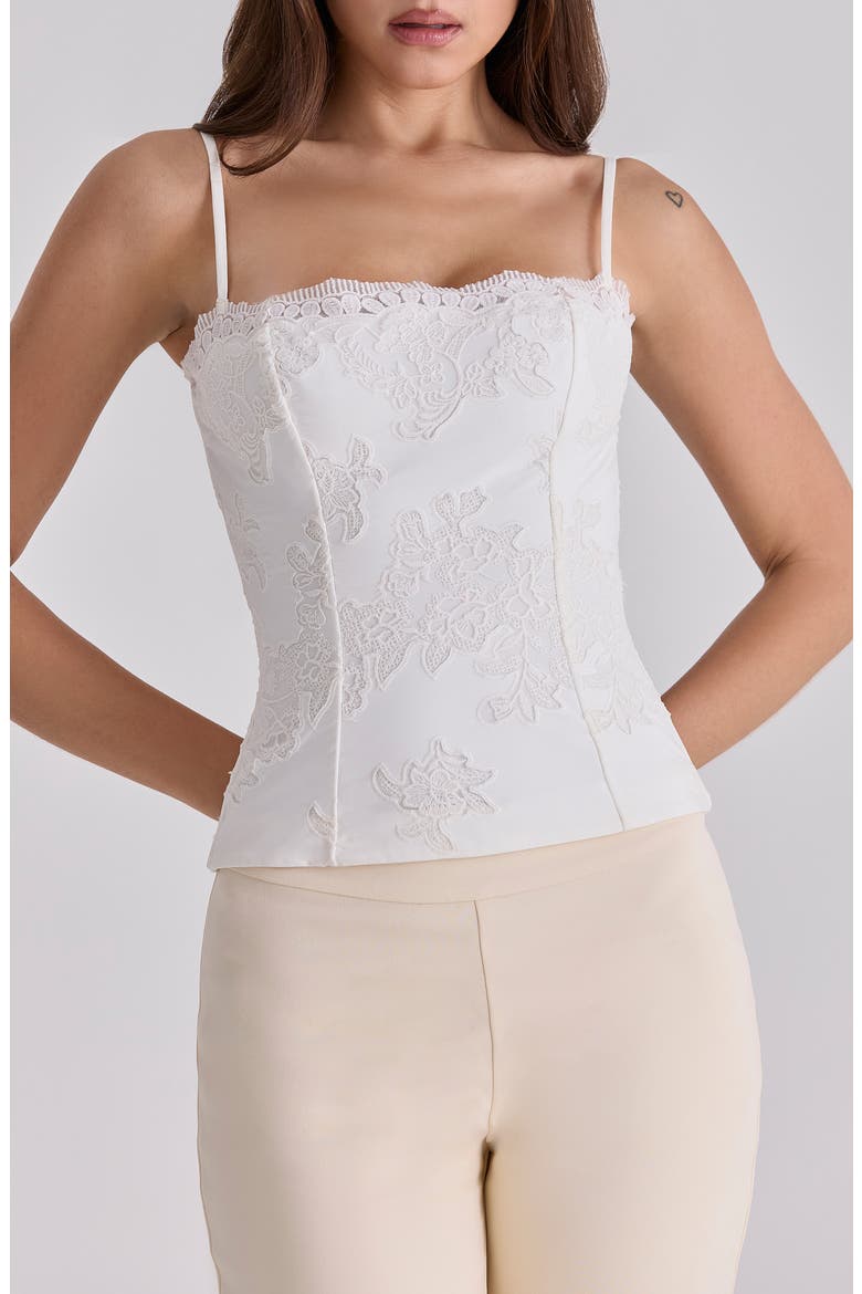 Chloe Embroidered Lace Camisole, Alternate, color, WHITE