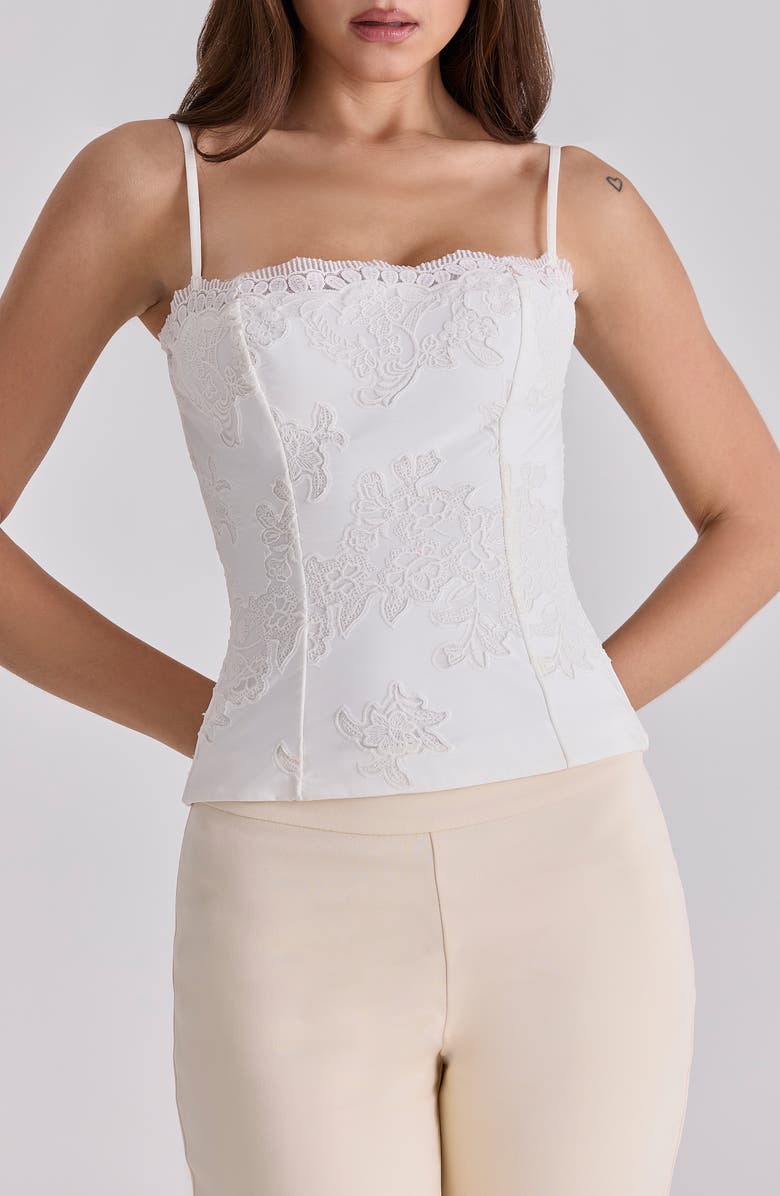 HOUSE OF CB Chloe Embroidered Lace Camisole, Alternate, color, White