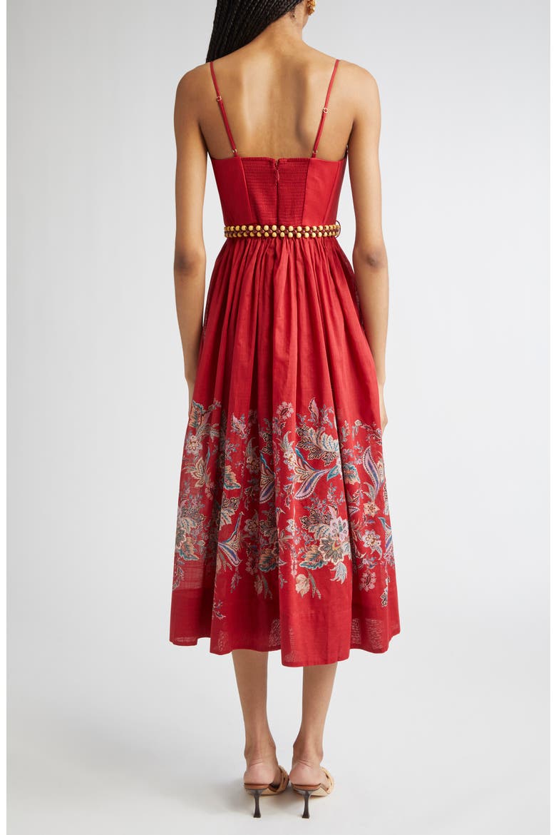 Rhiannon Paisley Print Corset Dress, Alternate, color, RED MULTI PAISLEY