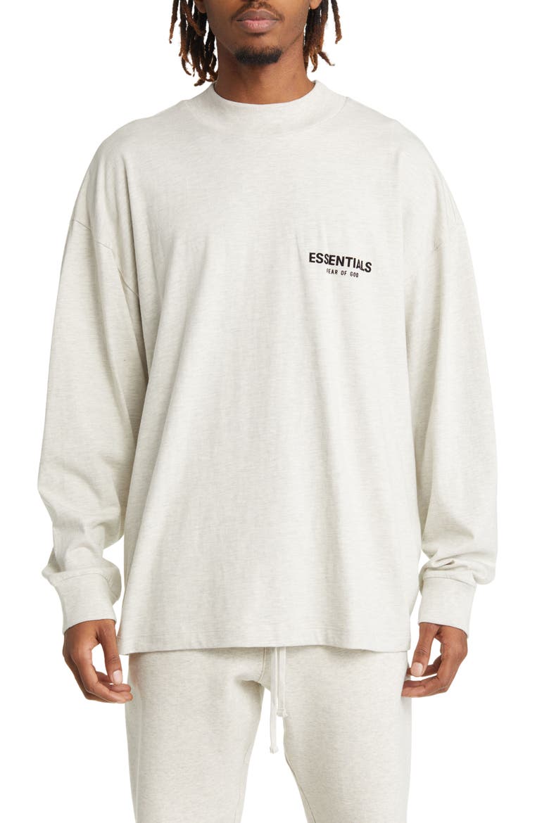 Essentials Logo Long Sleeve T-Shirt, Main, color, LIGHT OATMEAL