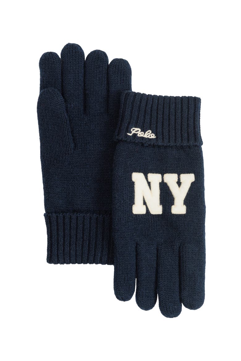 Fleece Lined Polo Ny Glove, Main, color, Newport Navy