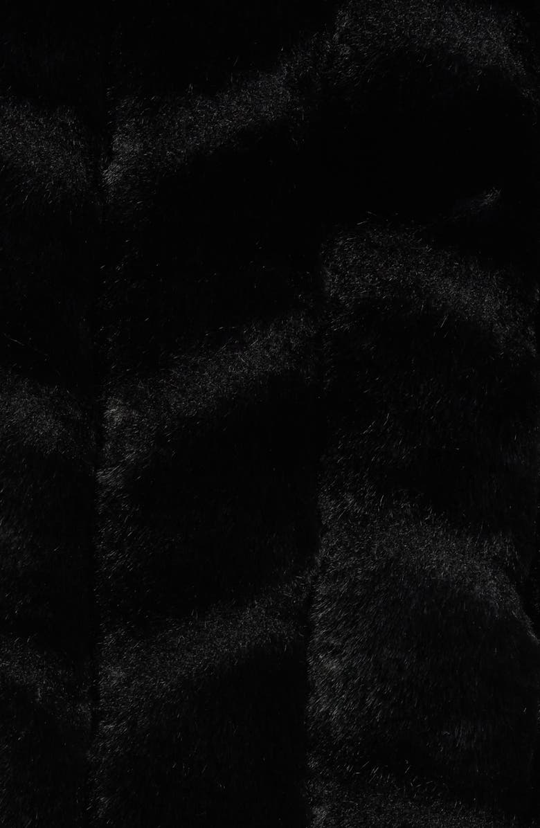 Via Spiga Grooved Faux Fur Hooded Coat, Alternate, color, Black