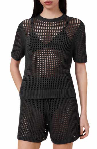 AllSaints Paloma Open Stitch Short Sleeve Sweater