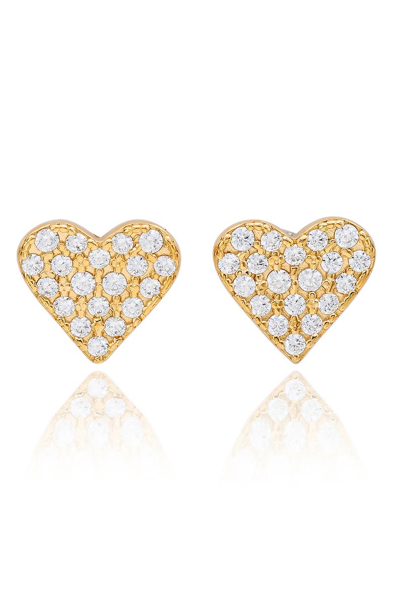 SUZY LEVIAN Pavé Cubic Zirconia Heart Stud Earrings, Main, color, White