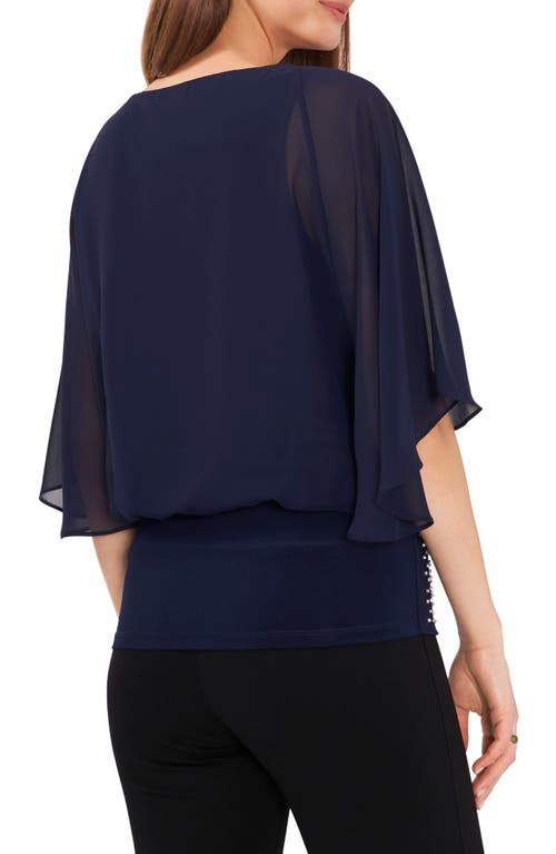 Chaus Flutter Sleeve Blouson Top In Blue