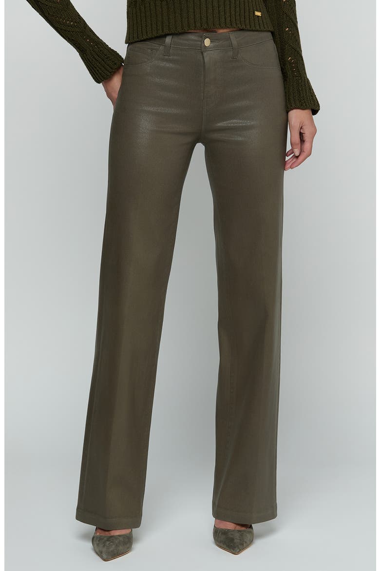 Scottie Coated High Waist Wide Leg Jeans, Main, color, ASH OLIVE COATED