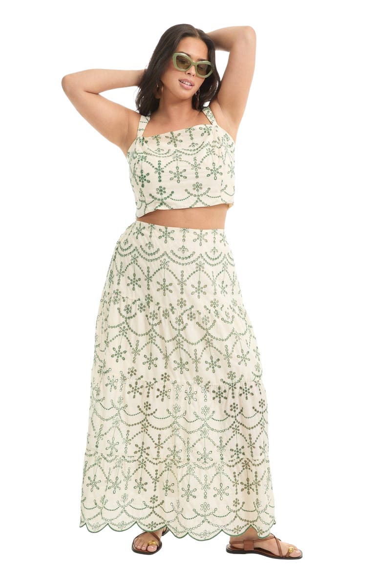 June + Vie Cropped Eyelet Top, Main, color, Embroidery