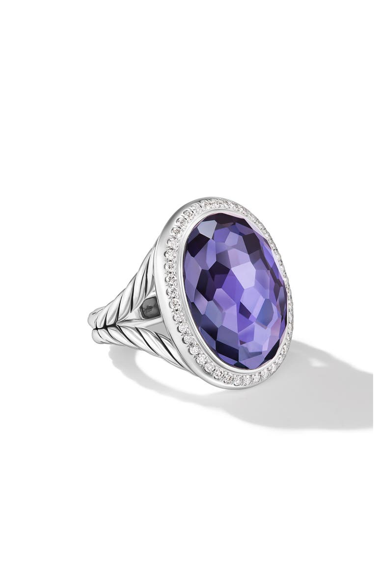 Albion Diamond Halo Oval Cocktail Ring, Alternate, color, SILVER/ LAVENDER AMETHYST