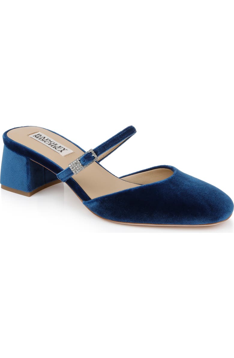 Badgley Mischka Collection Valarie Mary Jane Mule, Main, color, Blue Velvet