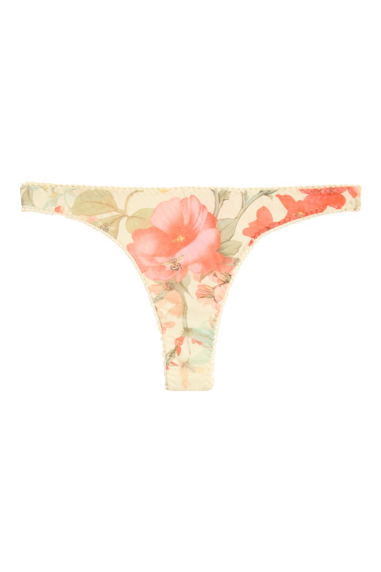 Floral Lace Thong, Alternate, color, HONEYBEE