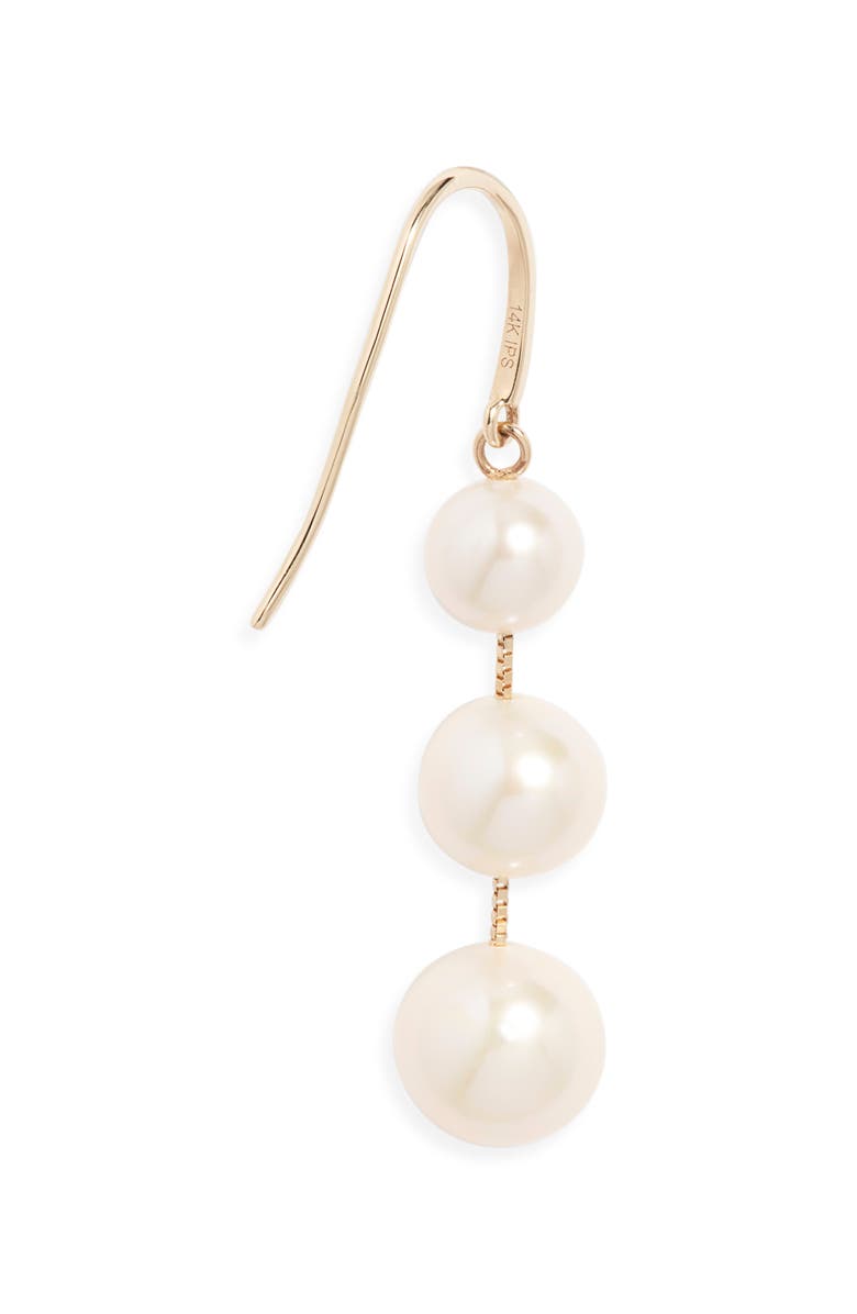 Nordstrom Freshwater Pearl Triple Drop Earrings, Alternate, color, White- 14K Yellow Gold