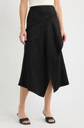 CITY BLUES Faux Suede Asymmetric Midi Dress