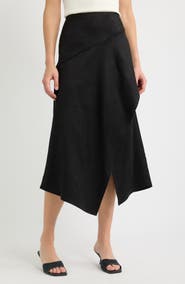 CITY BLUES Faux Suede Asymmetric Midi Dress