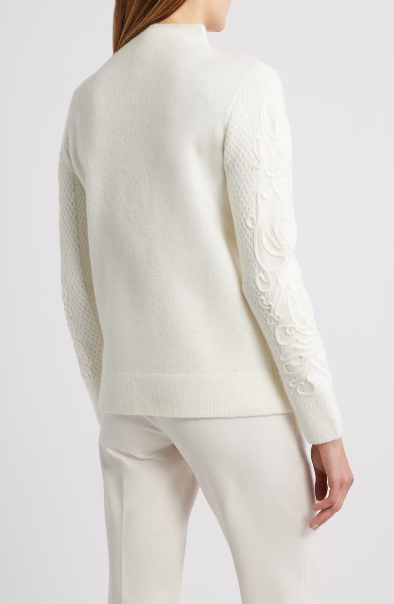 Anne Klein Embroidered Funnel Neck Sweater, Alternate, color, Eclair