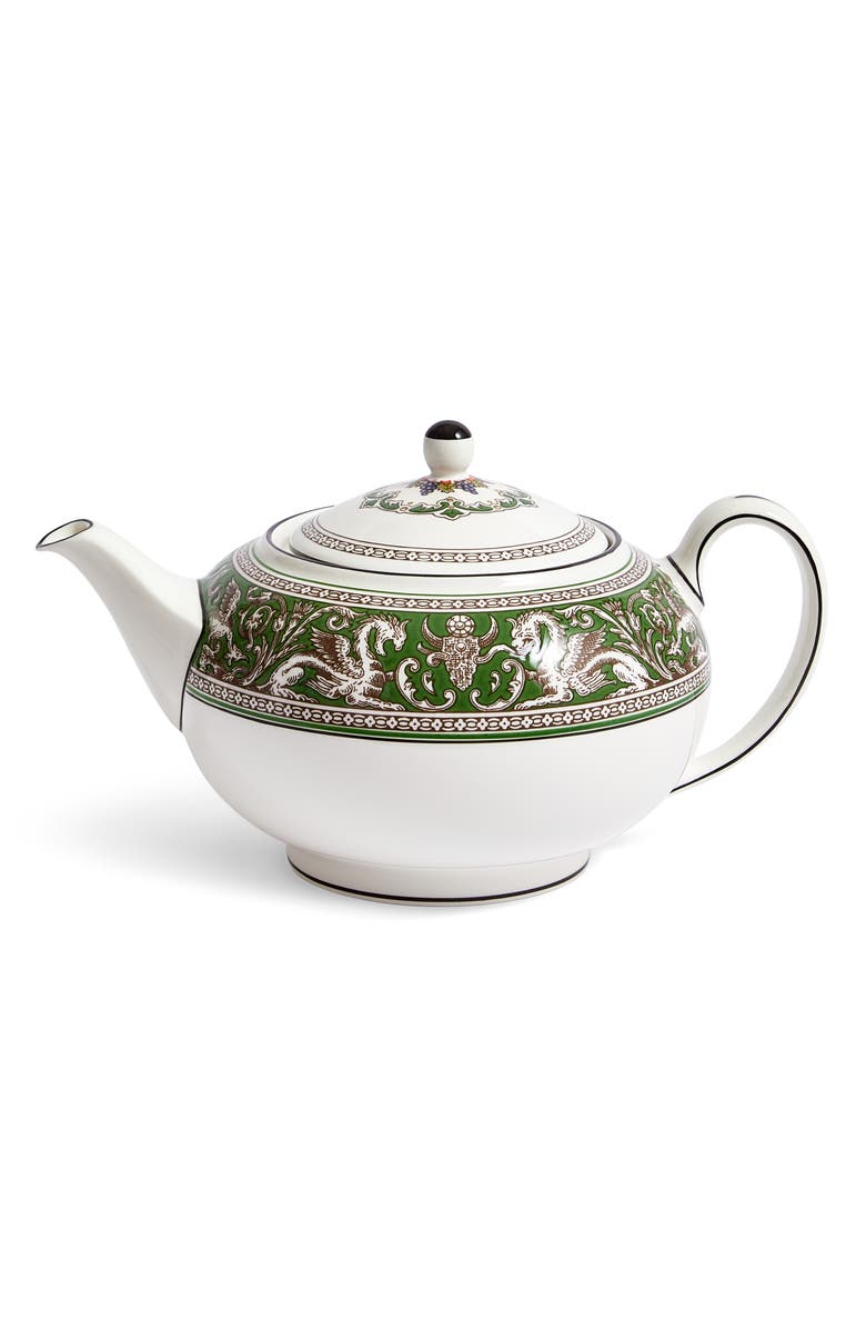 Wedgwood Florentine Bone China Teapot, Main, color, Verde